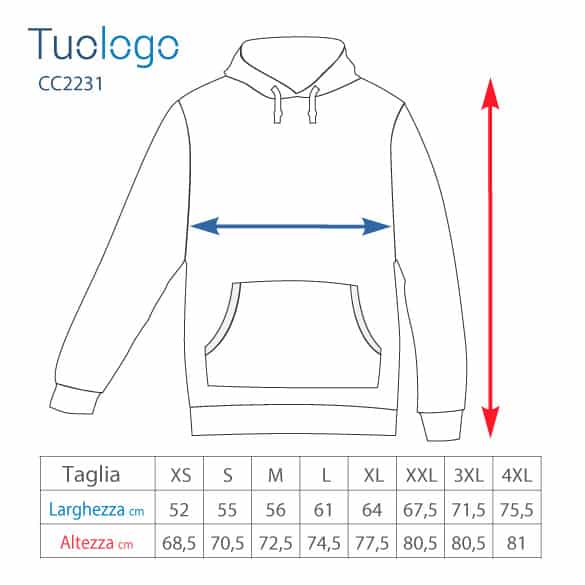 Tabella taglia altezza e larghezza