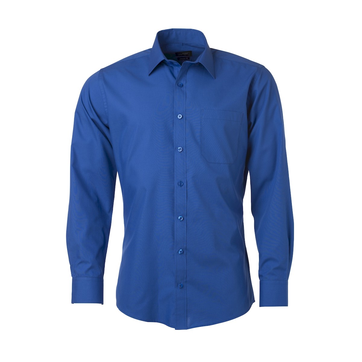 Camicia da uomo manica lunga blu royal con bottoni in tinta