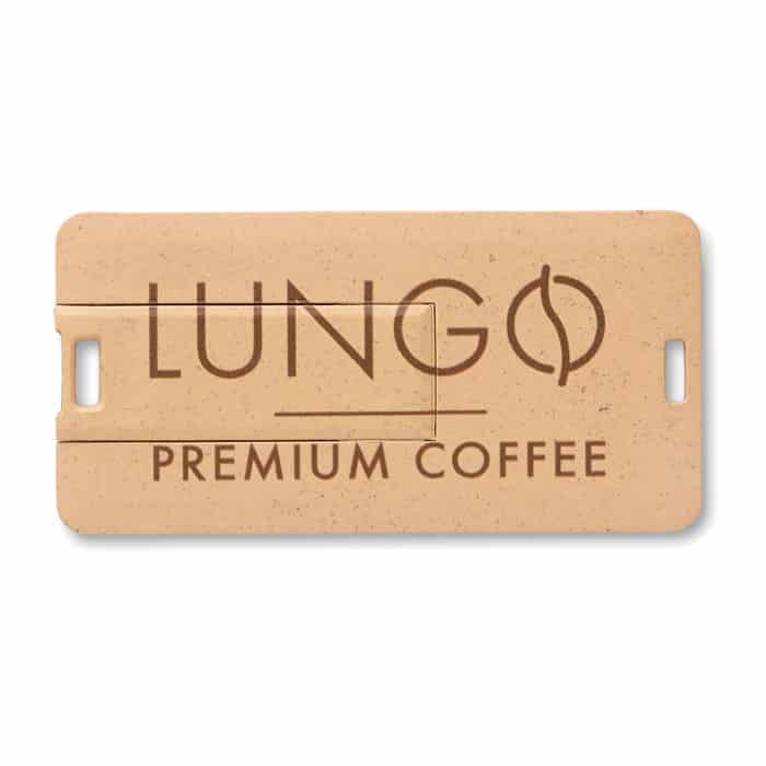 Chiavetta usb in fibra di paglia a forma di carta di credito con logo