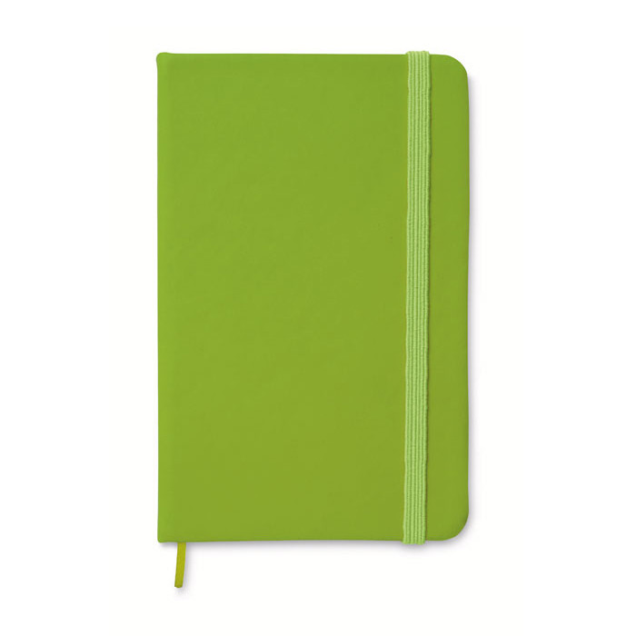 Bloc notes con copertina in poliuretano verde con chiusura a elastico