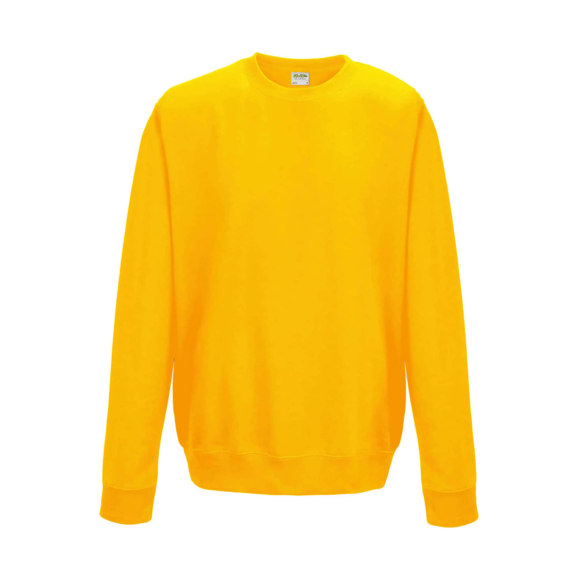 Felpa gialla in cotone con girocollo e felpata internamente