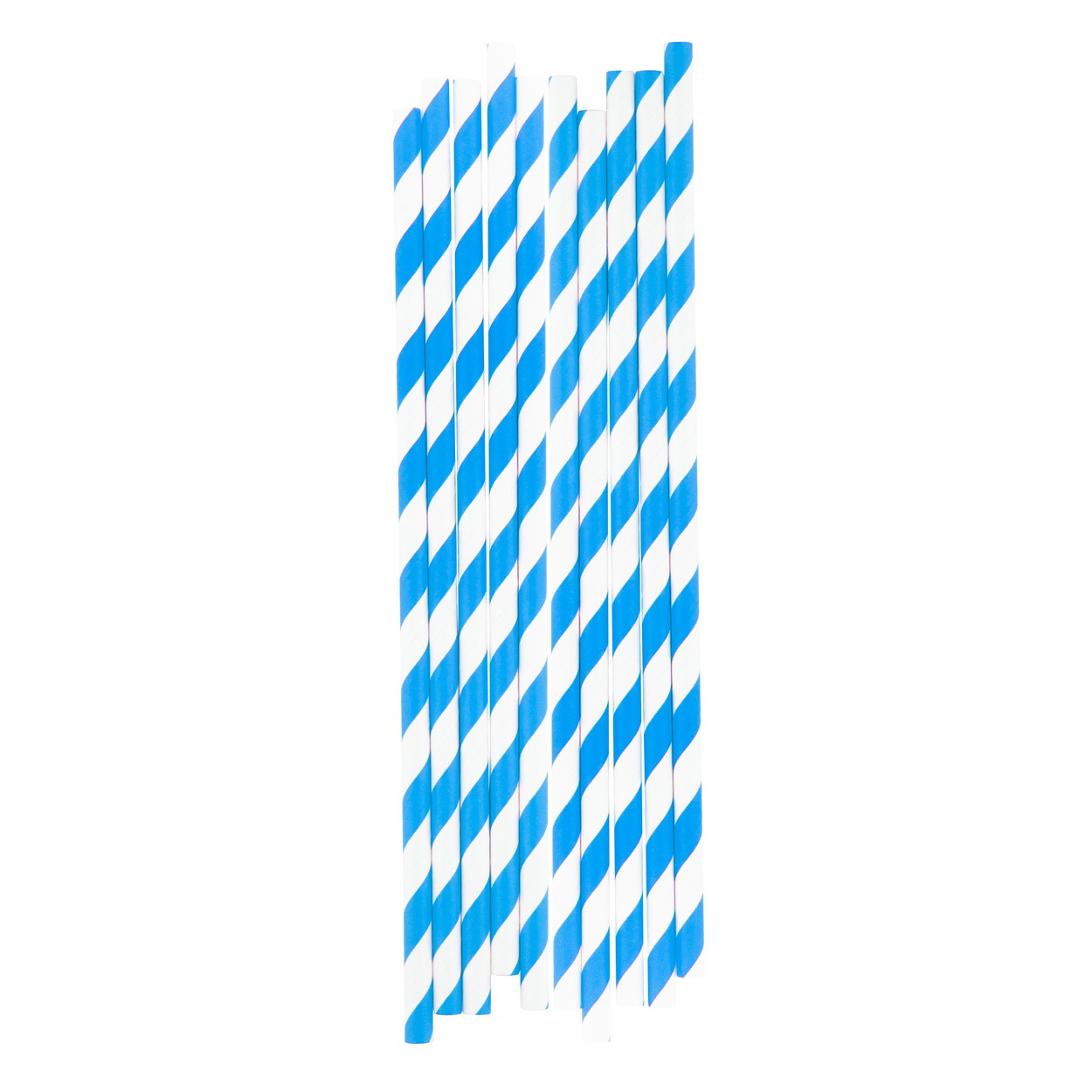 Set da dieci cannucce bianche e azzurre in carta di paglia