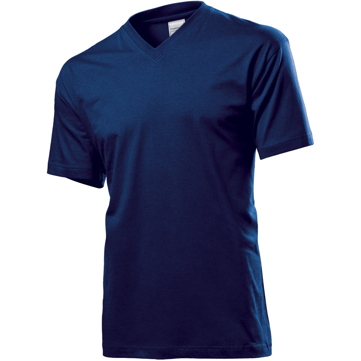 Tshirt da uomo manica corta blu scura con scollo a V 100% cotone