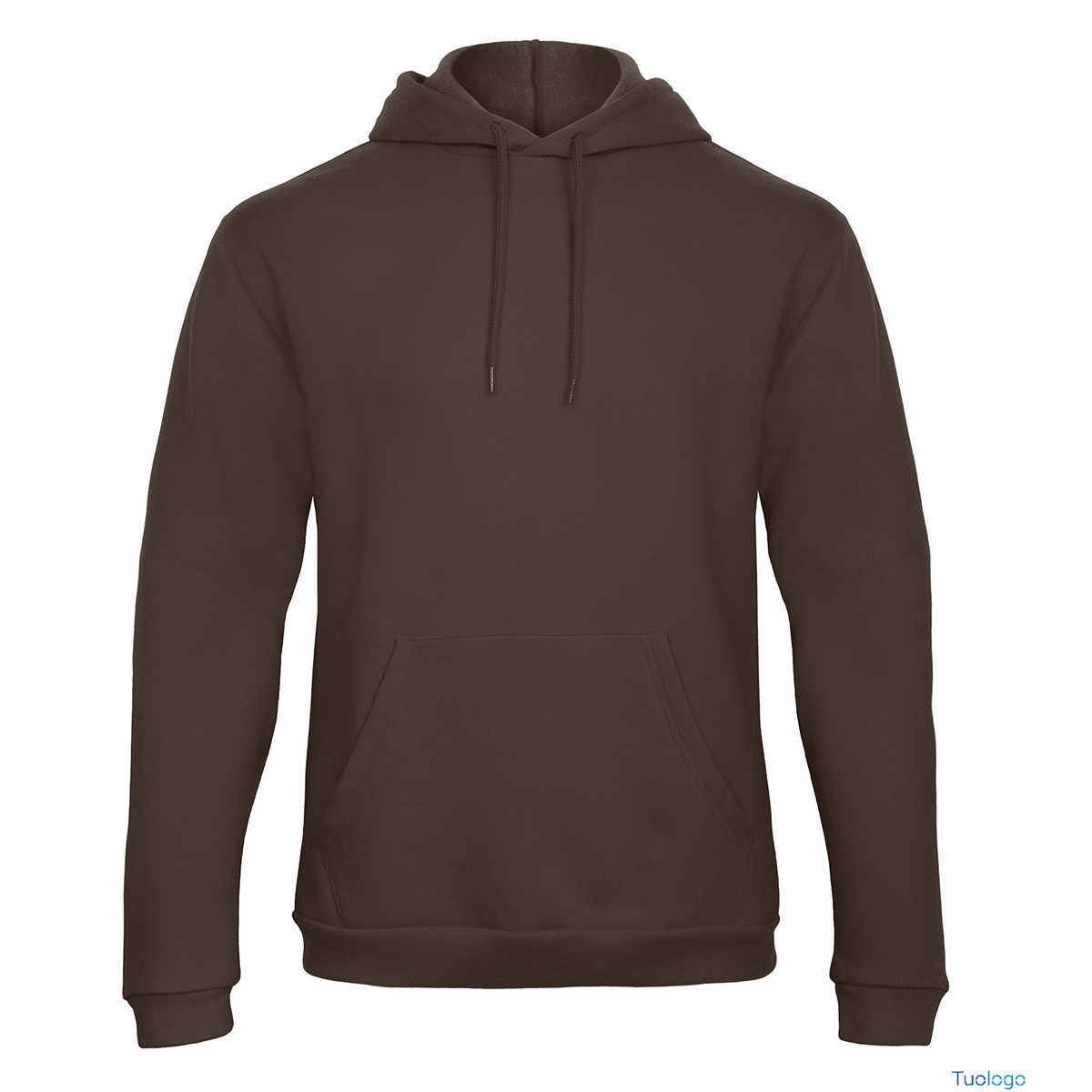 Felpa marrone con cappucio e tascone
