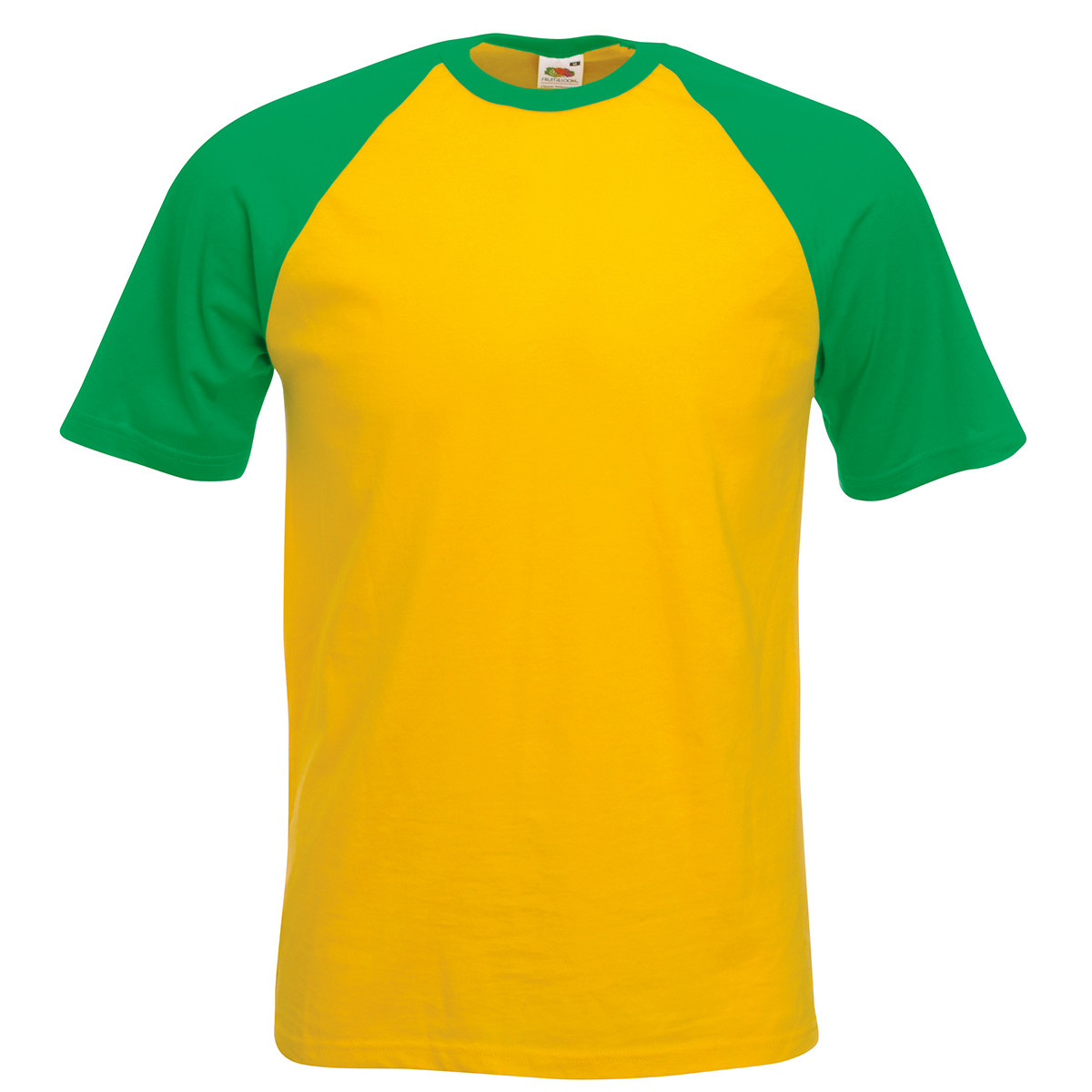 Tshirt unisex in cotone manica corta e girocollo di colore giallo con maniche verdi