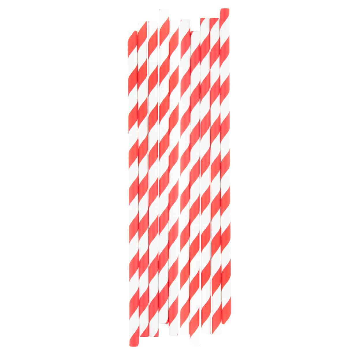 Set da dieci cannucce bianche e rosse in carta di paglia