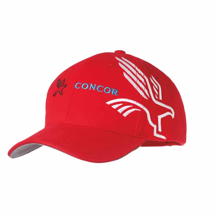 Cappellino in cotone rosso con chiusura a velcro e logo
