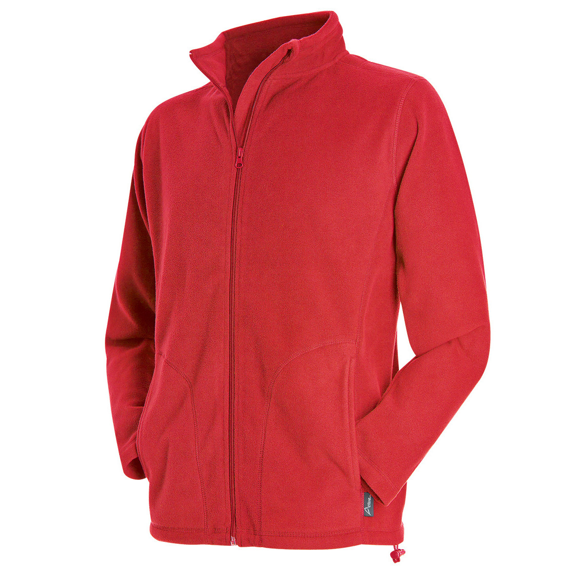 Pile da uomo rosso 100% poliestere con collo alto con zip