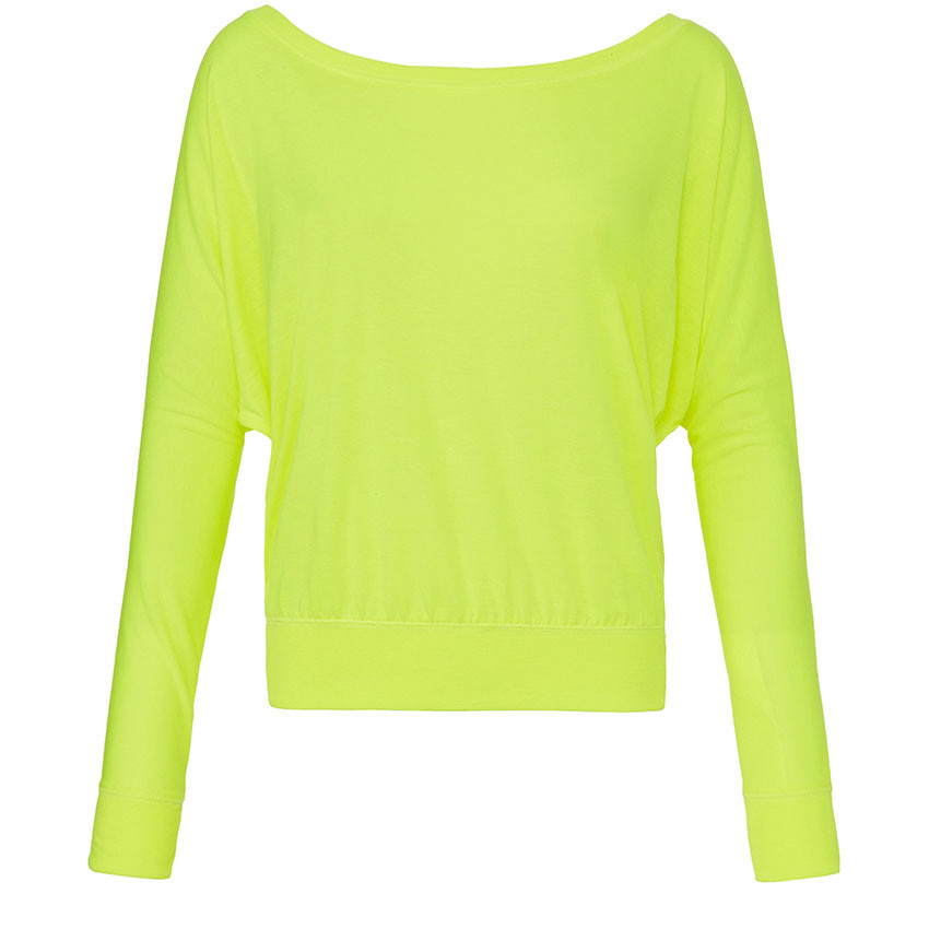 Maglia donna verde lime con maniche lunghe a pipistrello