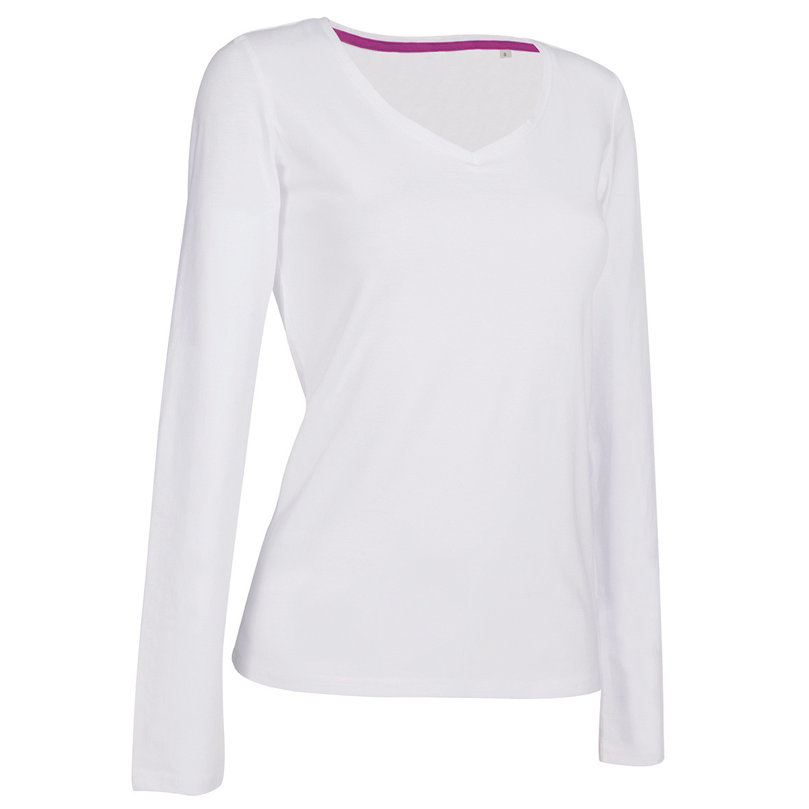 Maglia donna bianca maniche lunghe con scollo a V