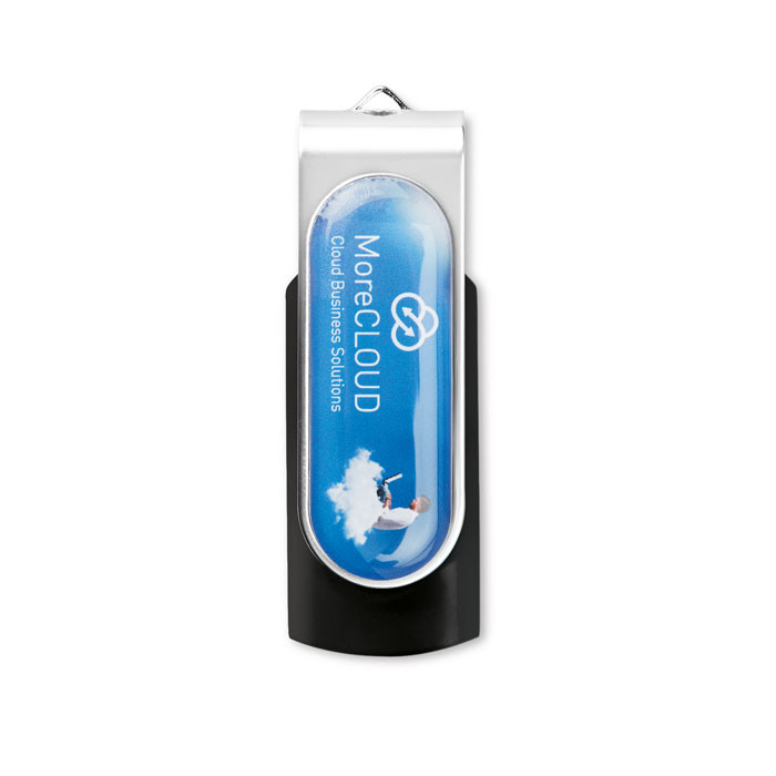 Chiavetta usb nera con chiusura protettiva in metallo con logo