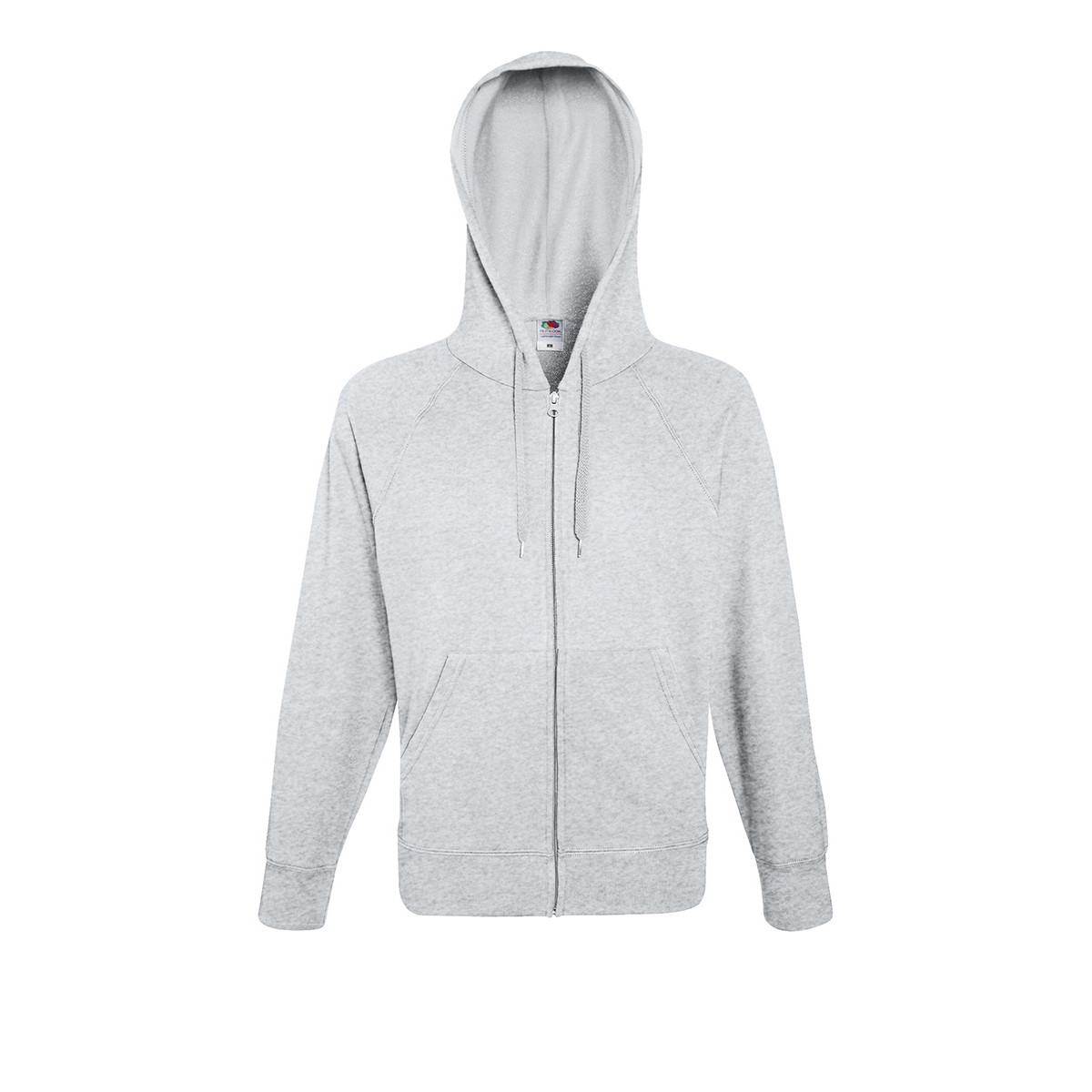 Felpa da uomo grigia in cotone con cappuccio e zip