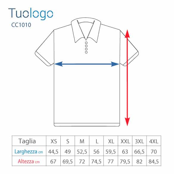 Schema delle misure delle taglie delle polo