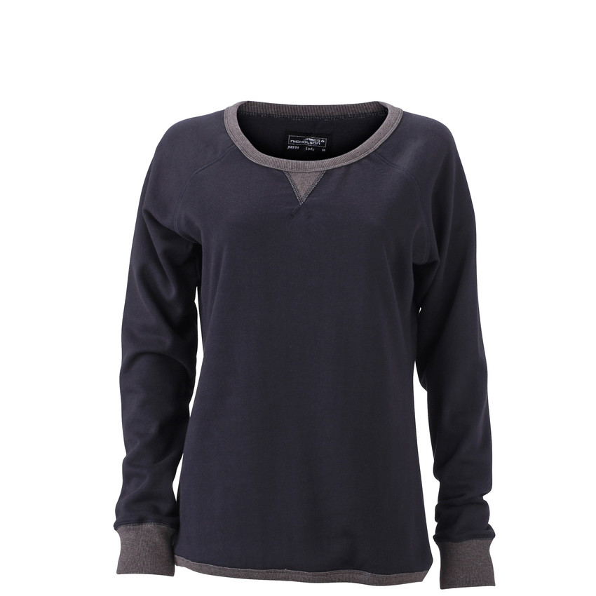 Felpa viola in cotone con ampia scollatura