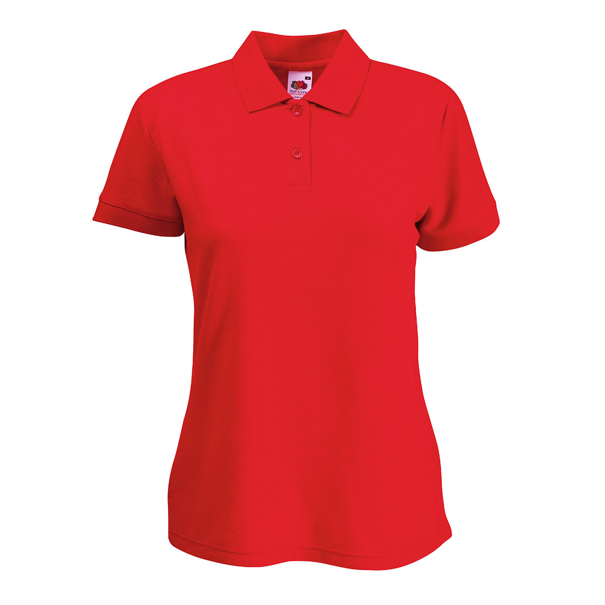 Polo donna a manica corta colore rosso con bottoni