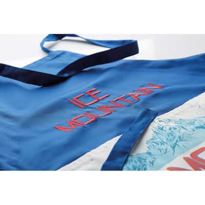 Grembiule in poliestere blu con logo