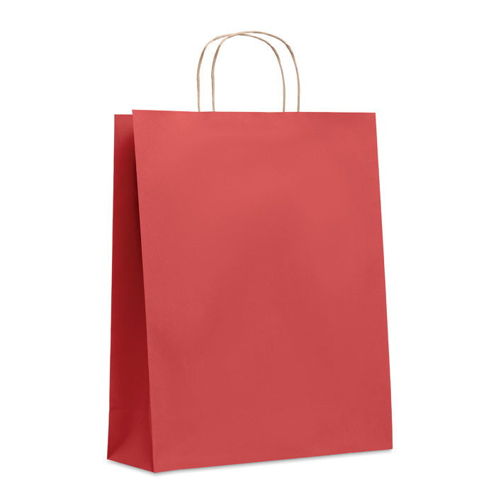 Shopper in carta rossa con manici ritorti