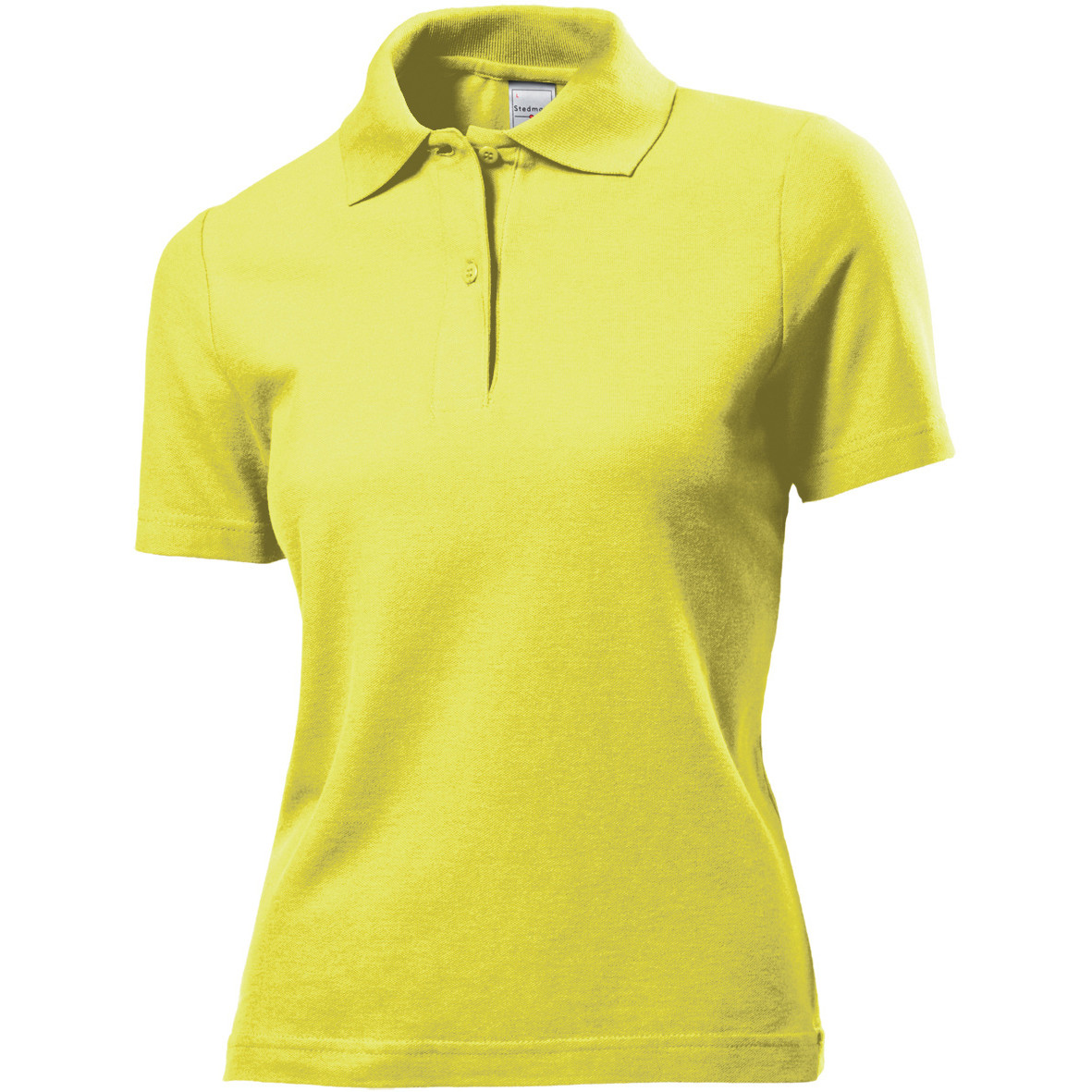 Polo da donna gialla manica corta con due bottoni 100% cotone