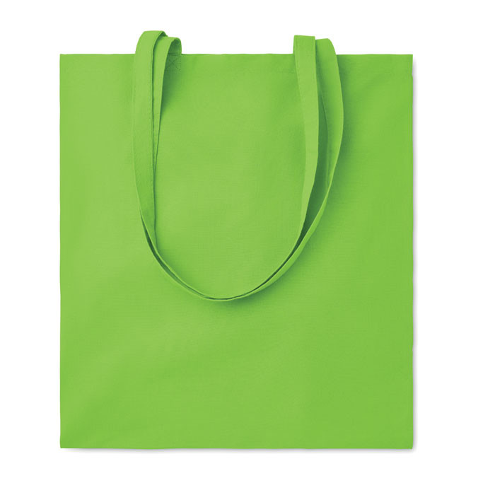 Shopper in cotone verde con manici lunghi
