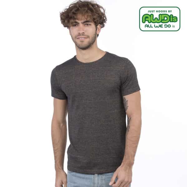 Uomo con tshirt in cotone con girocollo e effetto melange