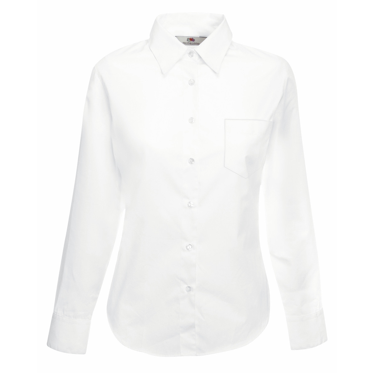 Camicia donna manica lunga e bottoni in tinta con taschino lato cuore di colore bianco