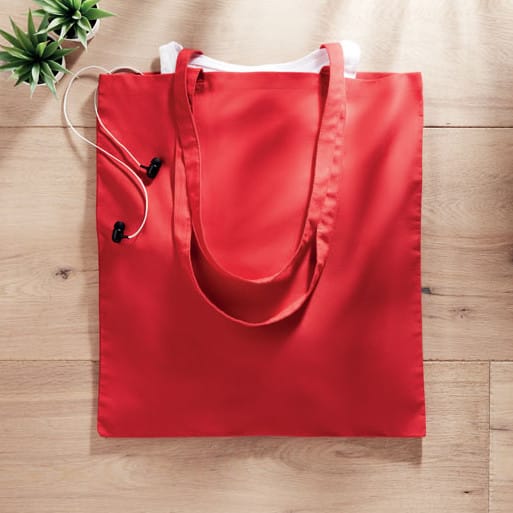 Shopper in cotone rossa con manici lunghi
