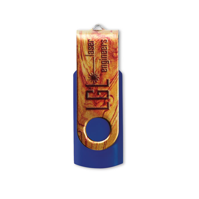 Chiavetta usb viola con chiusura protettiva in metallo con logo