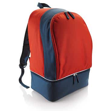 Borsa sportiva rosso con zip e fondo per scarpe