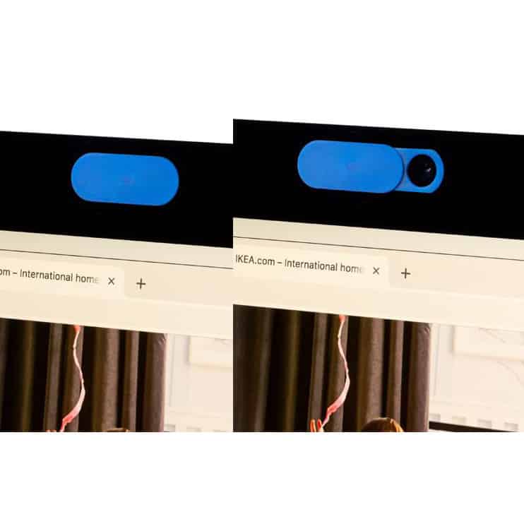 Copertura webcam scorrevole in plastica blu con base adesiva