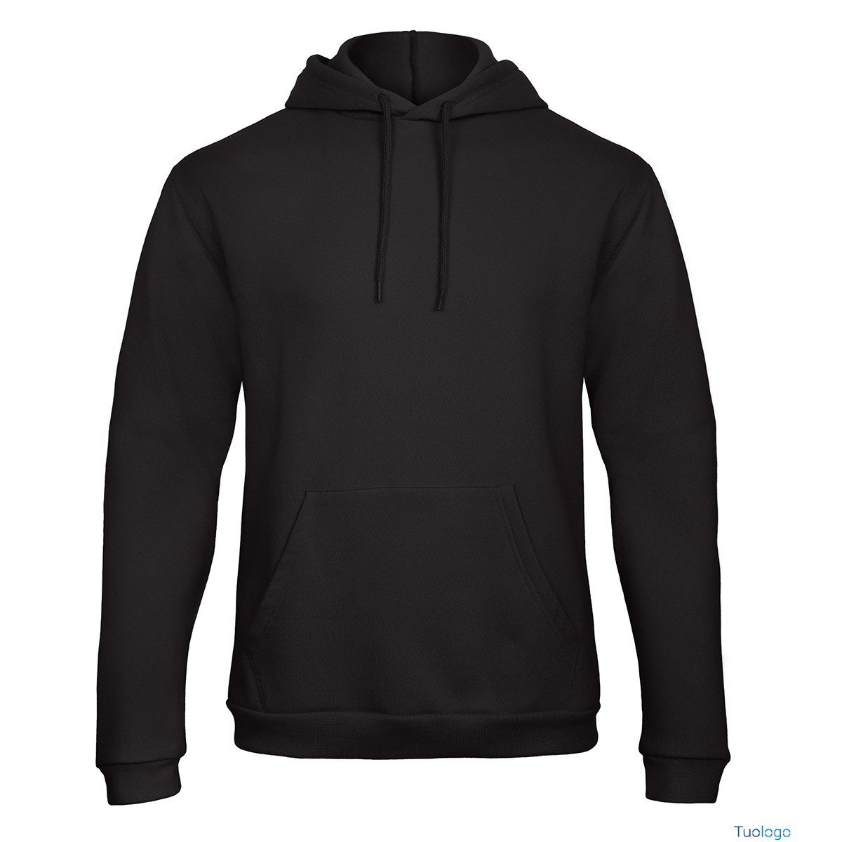 Felpa nera con cappucio e tascone