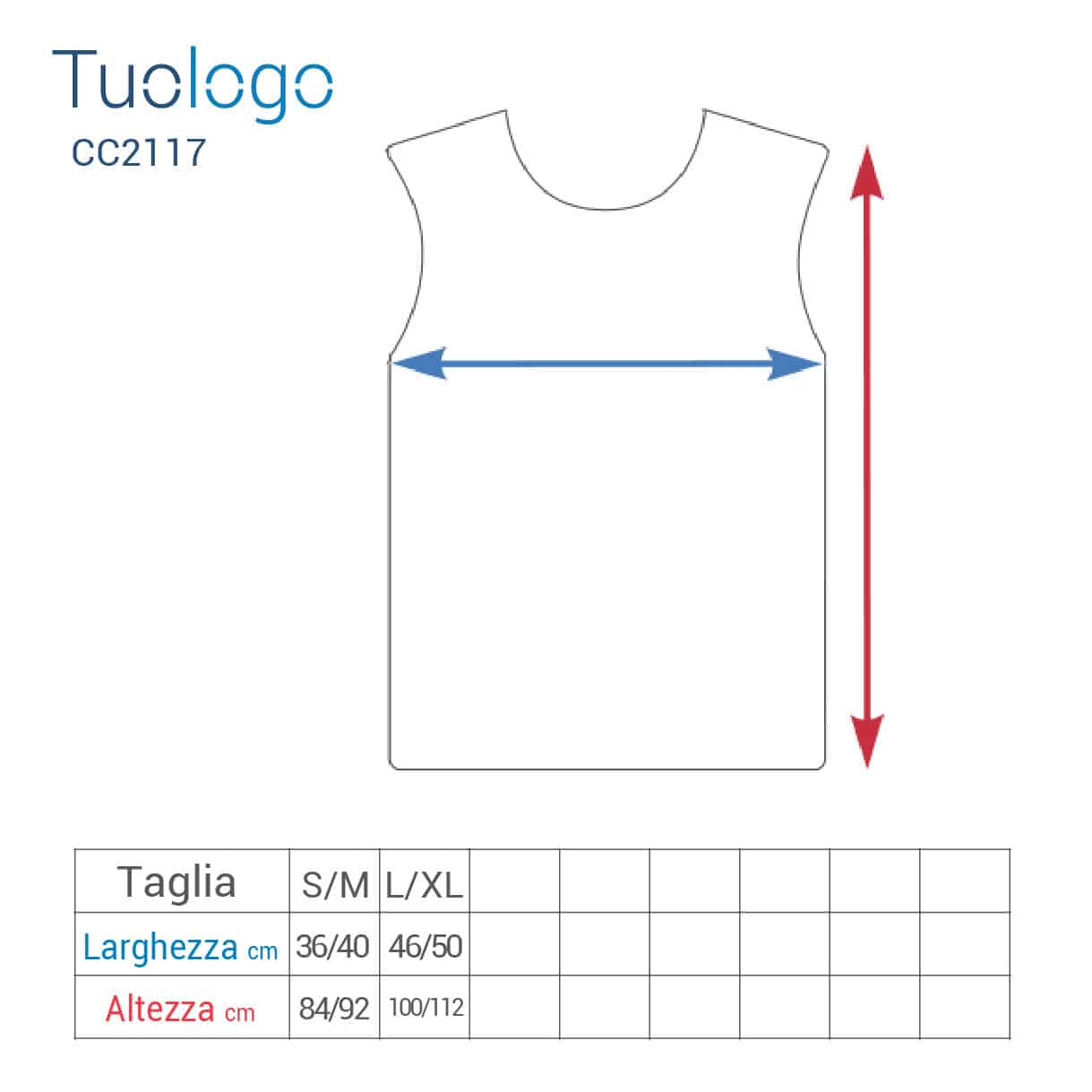 Tabella delle taglie della casacca da cameriera