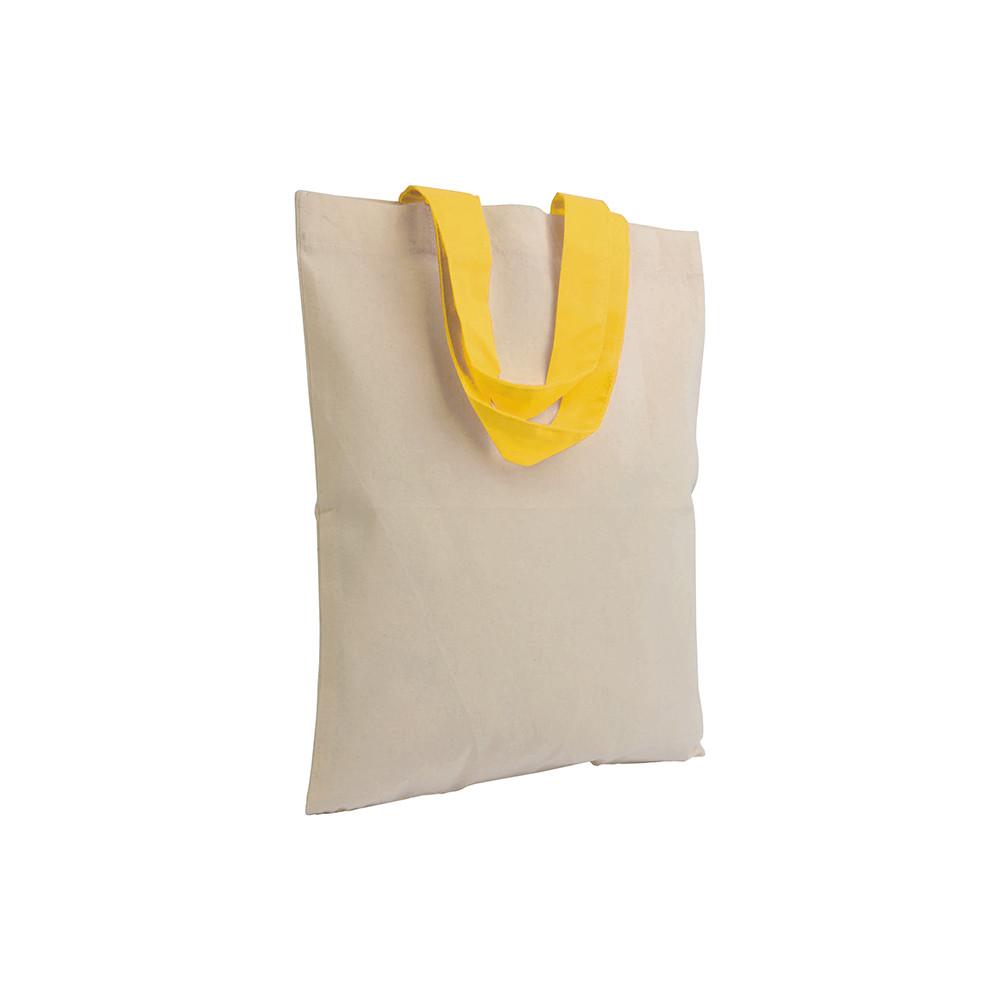 Mini shopper in cotone naturale con manici lunghi verdi
