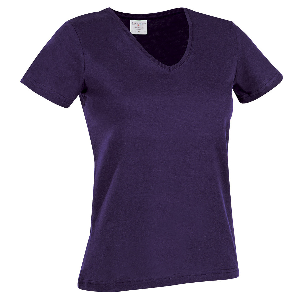 Tshirt blu scura da donna manica corta con scollo profondo a V 100% cotone