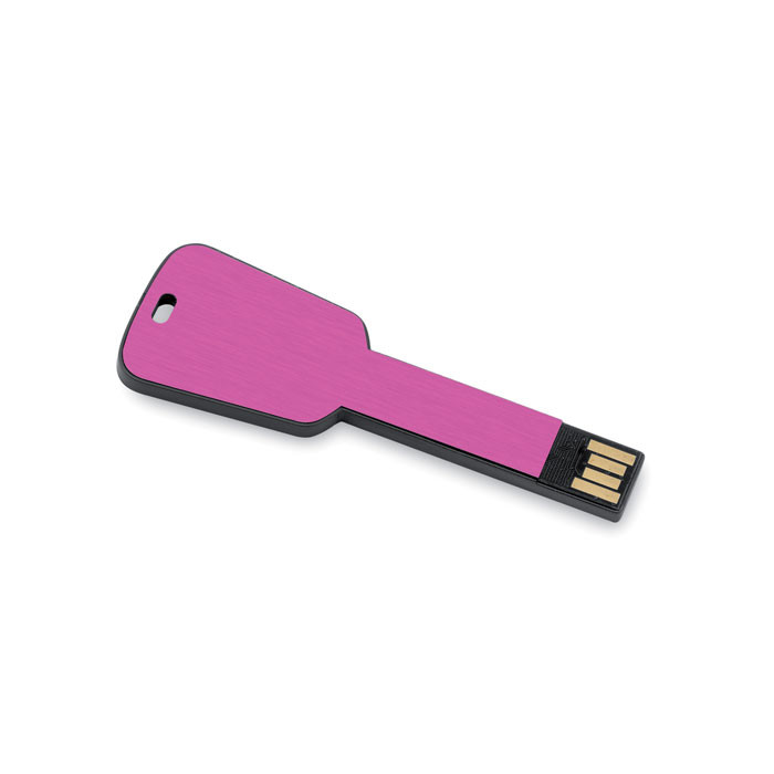 Chiavetta usb rosa in alluminio a forma di chiave