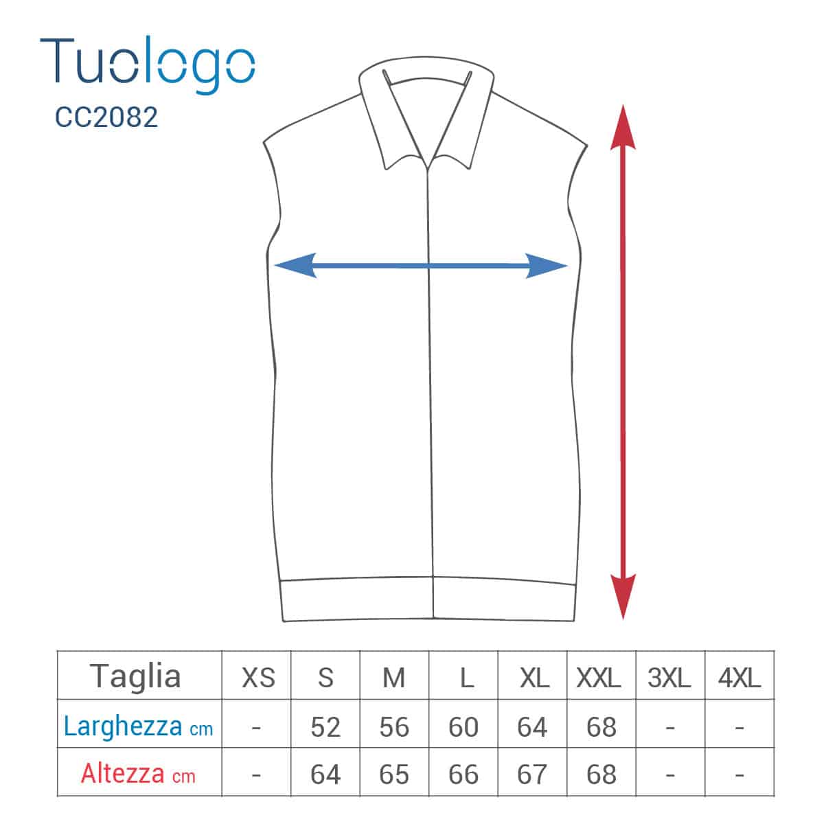 Tabella taglia altezza e larghezza