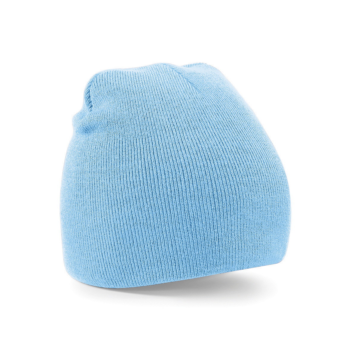 Cappellino senza risvolto in acrilico di colore azzurro