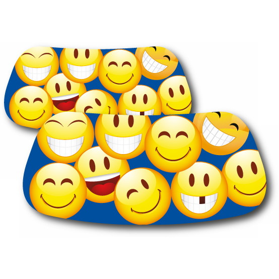 Due sticker adesivi facciali con tanti smile divertenti