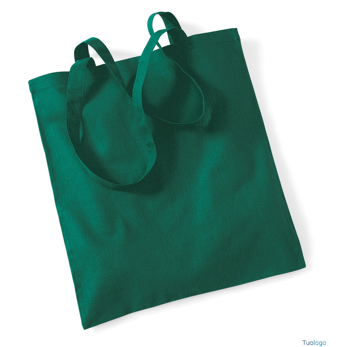 Shopper verde in cotone con manici lunghi