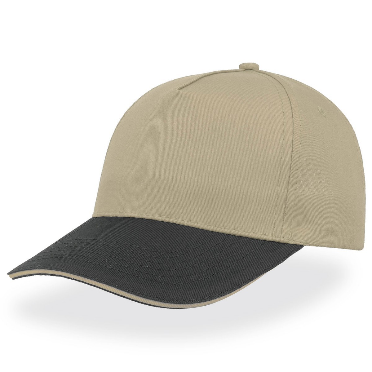Cappello beige con visiera nera
