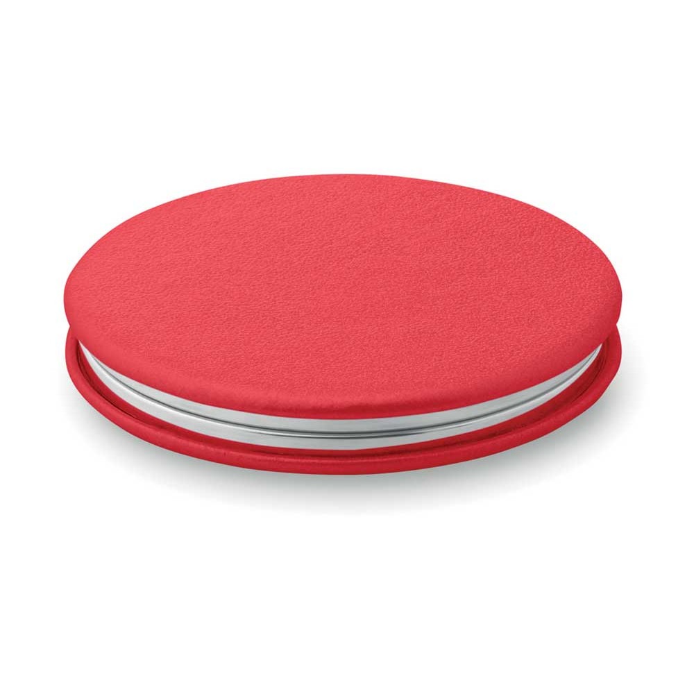Doppio specchietto rosso con chiusura magnetica in similpelle