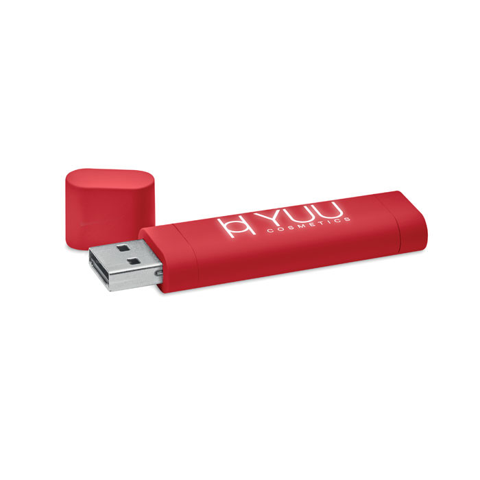 Chiavetta usb rossa con logo illuminato