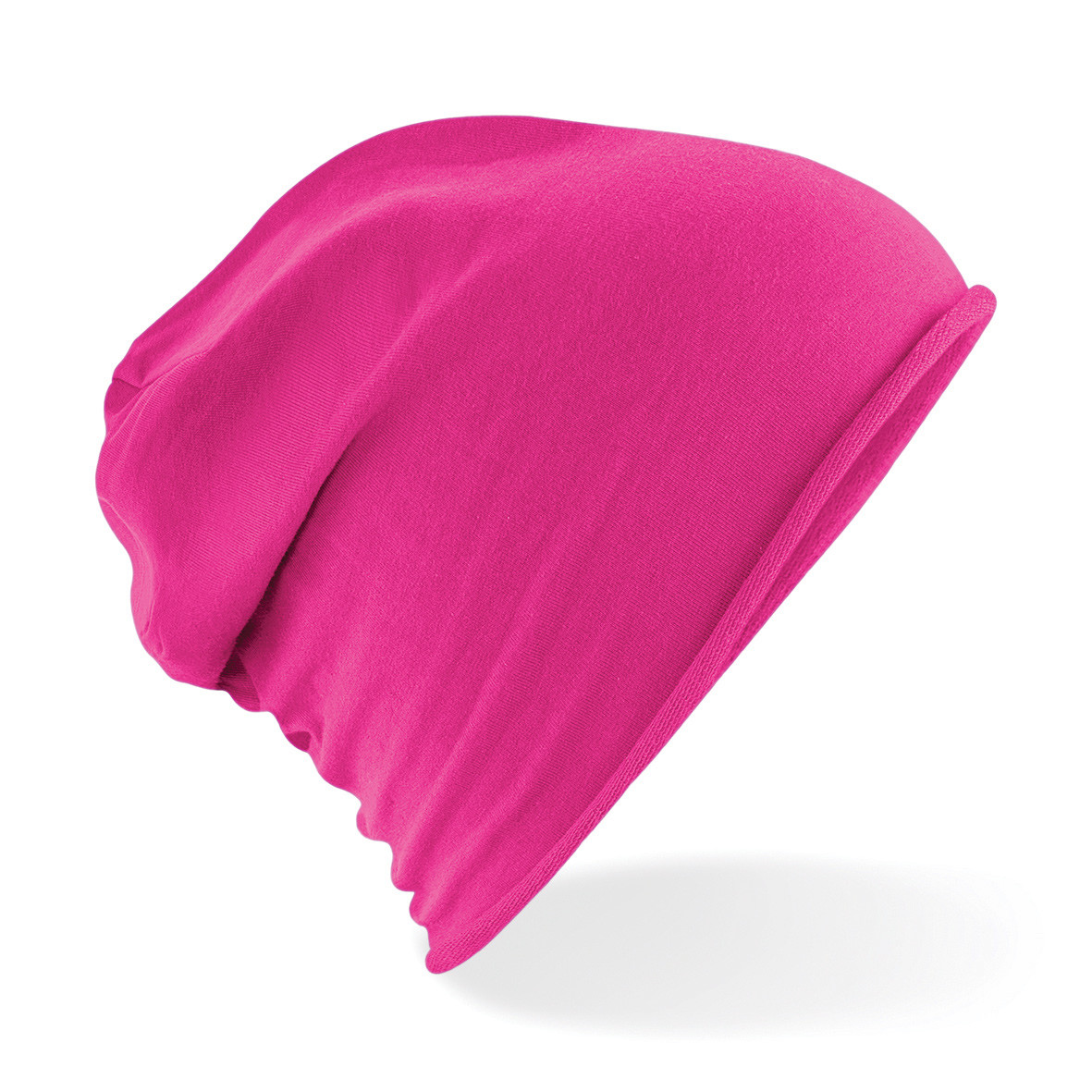 Berretto leggero fucsia con bordi arrotolati su sfondo bianco