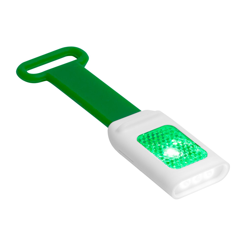 Luce da bicicletta in plastica verde con cinghia in silicone