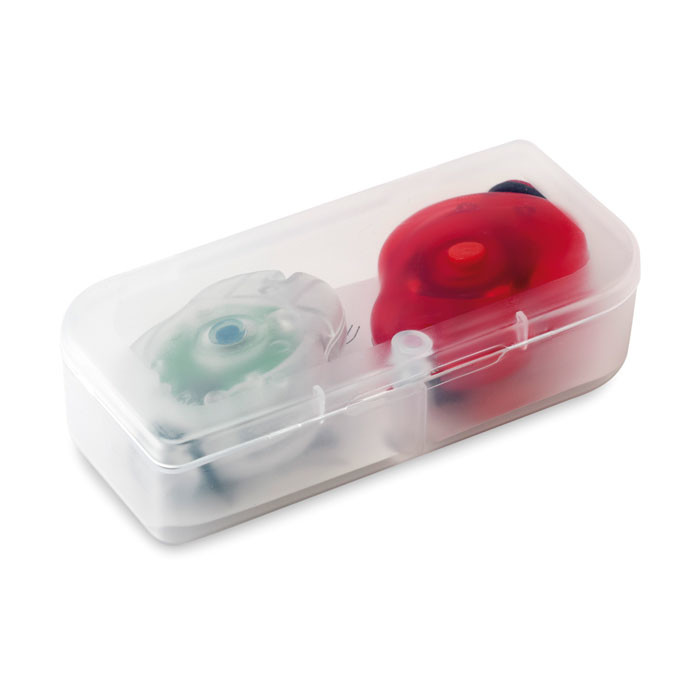 Confezione in pp bianca con dentro due luci per bici