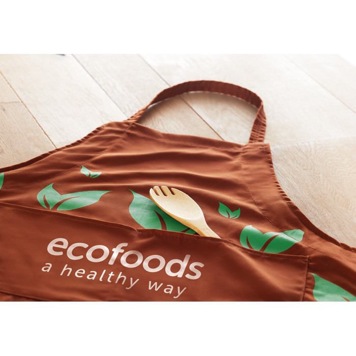 Grembiule in poliestere rosso con logo