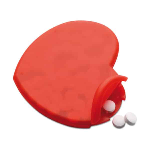 Dispenser di mentine a forma di cuore in plastica rossa