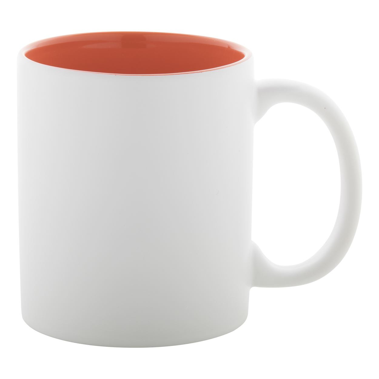 Tazza bianca in ceramica con interno arancione