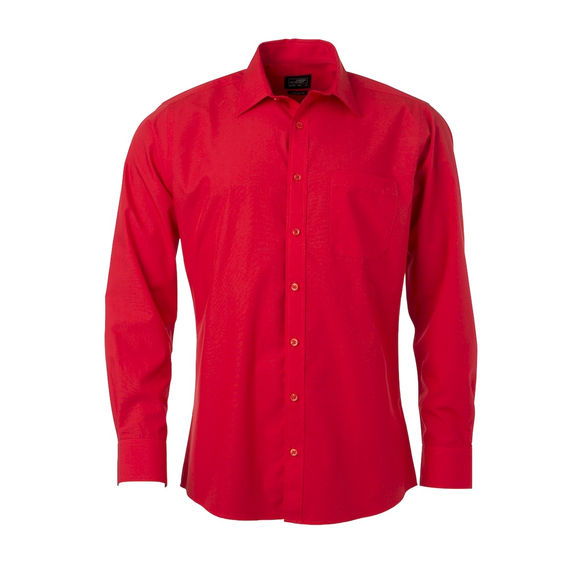 Camicia da uomo manica lunga rosso pomodor con bottoni in tinta