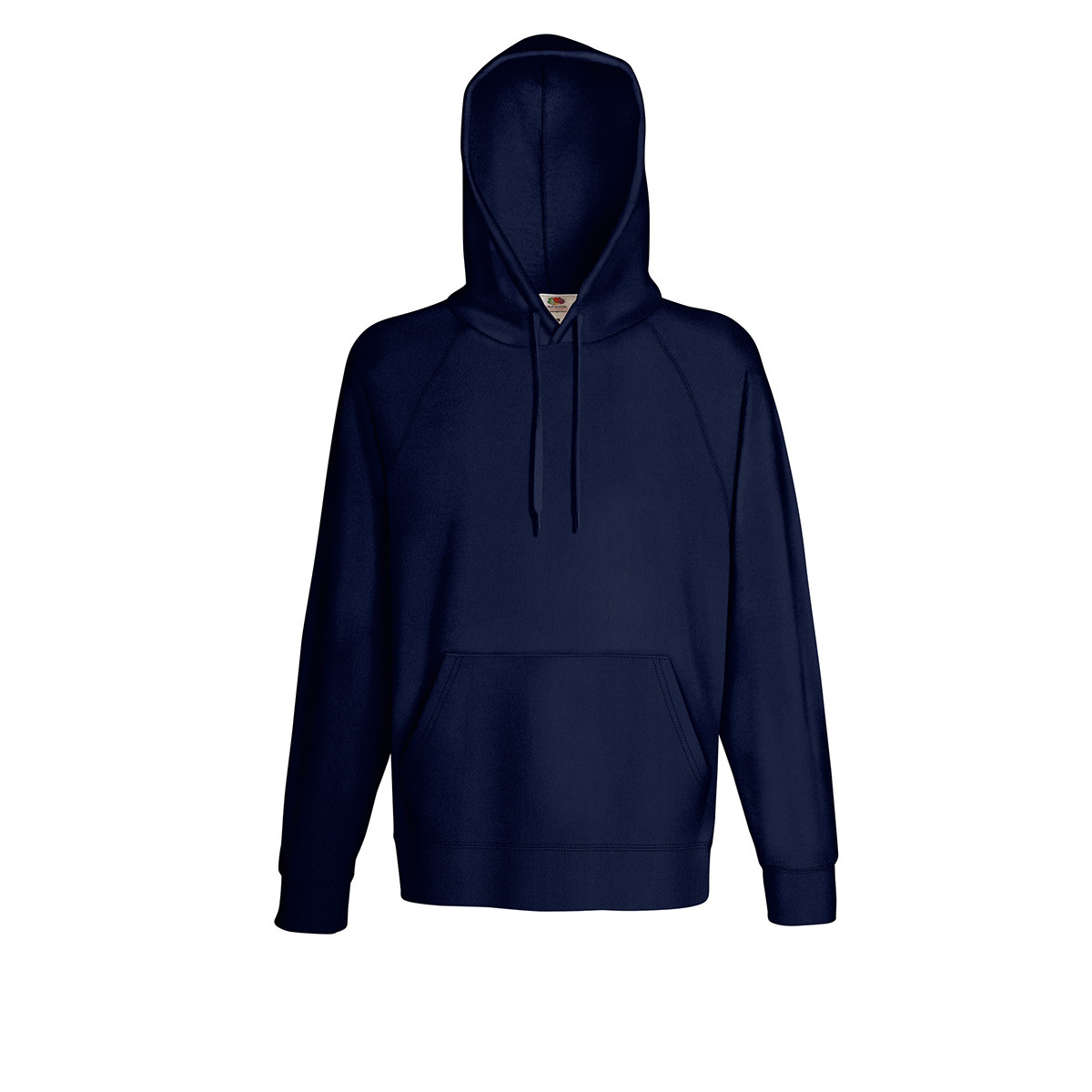 Felpa da uomo in cotone blu scura con cappuccio, tascone e cordini