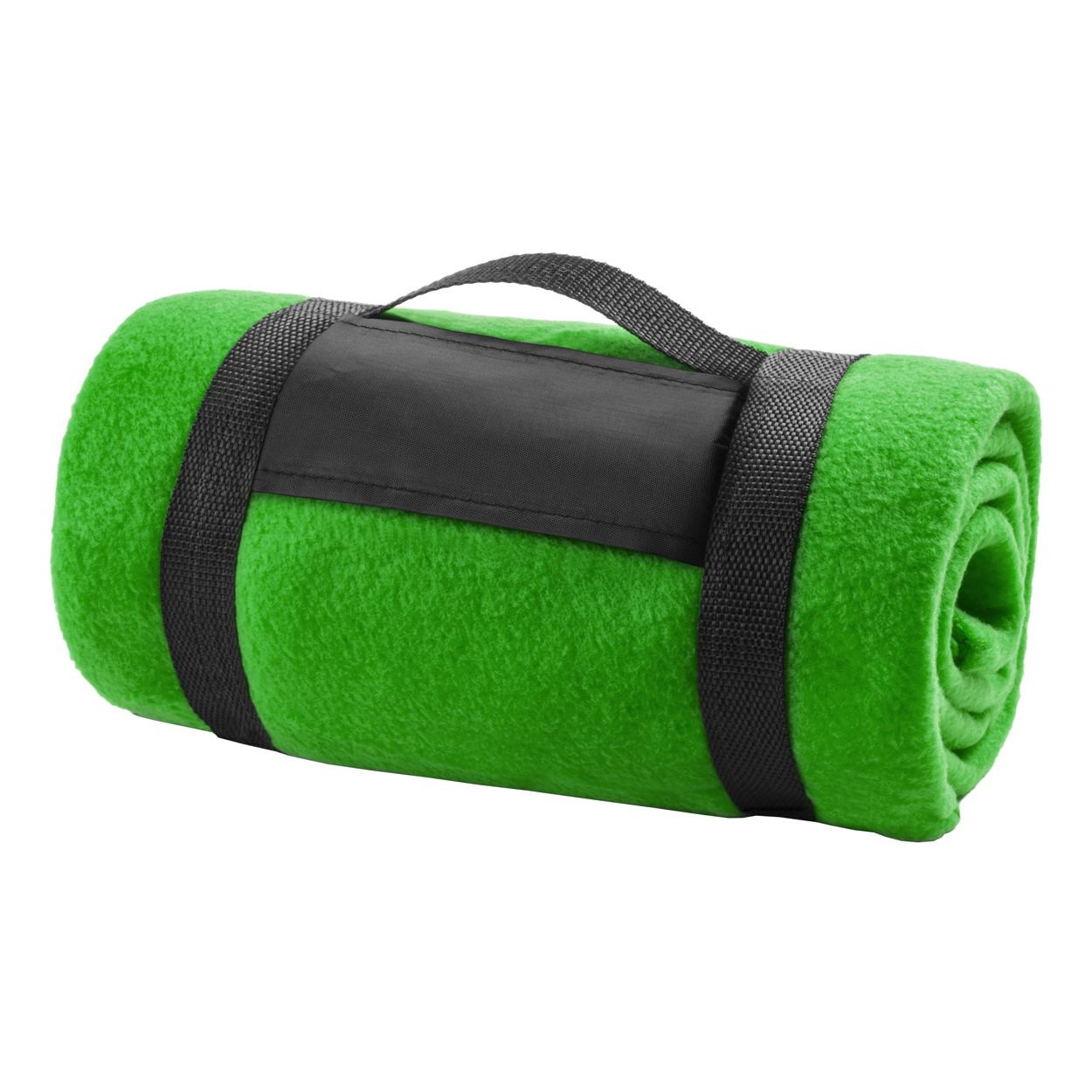 Coperta in pile verde con tracolla in velcro